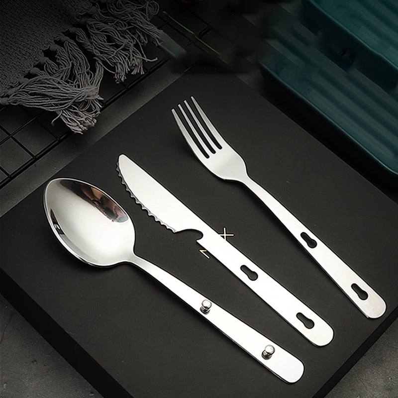 Camping Cooking Knife Set - 3 قطعة/المجموعة المحمولة أدوات المائدة الفولاذ