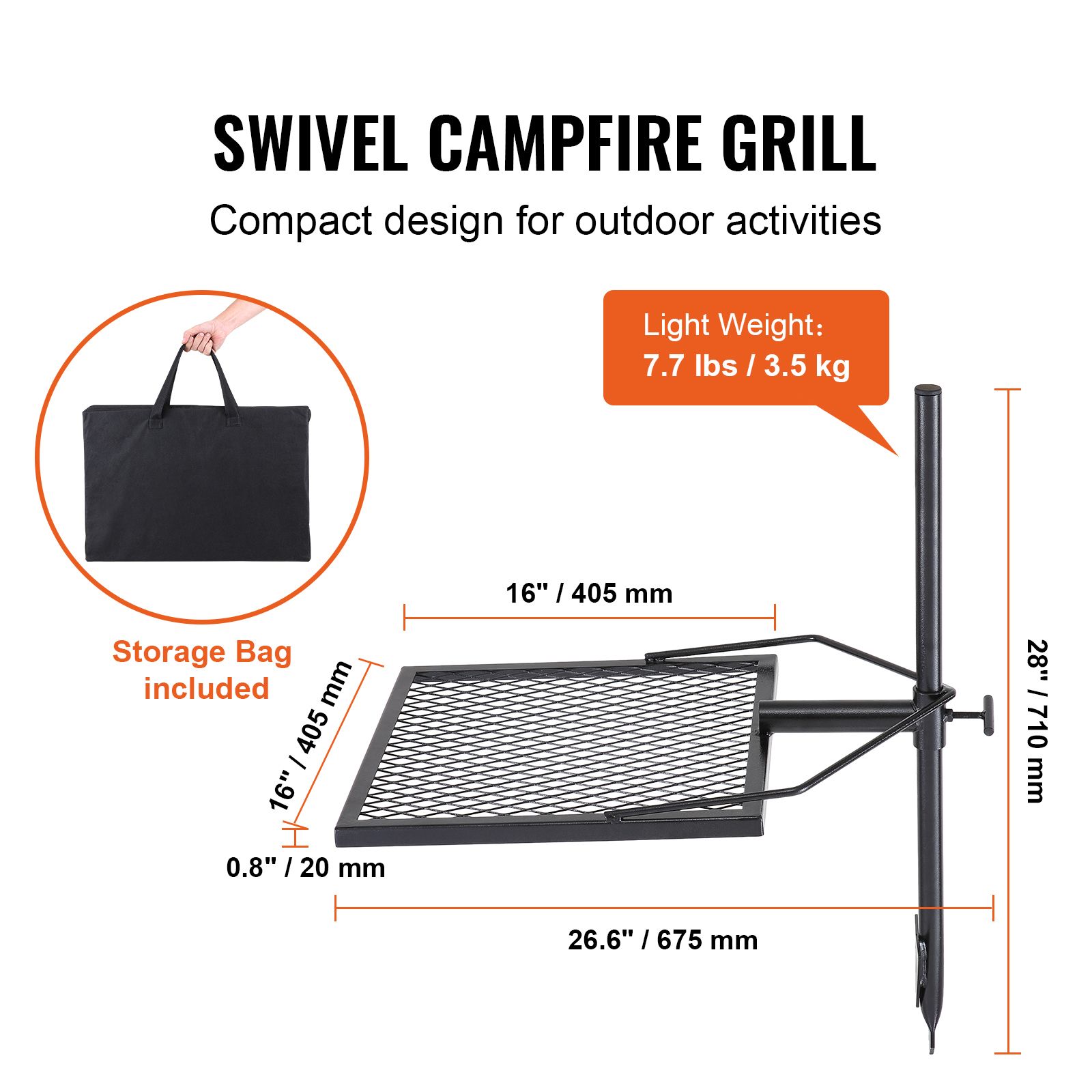 Camping Cooking Open Fire - شواية دوارة للتخييم، شبكة شواء للاستخدام