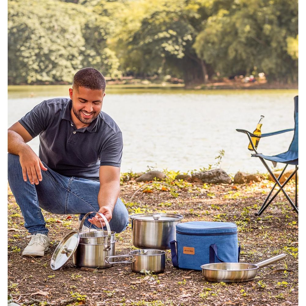 طقم أواني طهي للتخييم من الفول - مراجعة Camping Cooking Open Fire وسعره