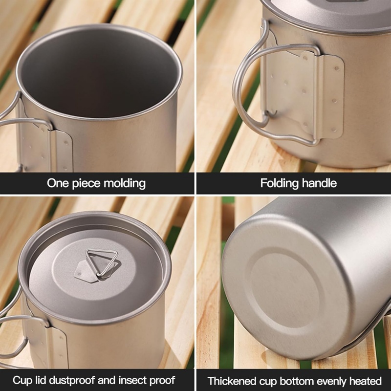كوب تخييم من التيتانيوم بمقبض  - مراجعة Camping Cooking And Eating وسعره
