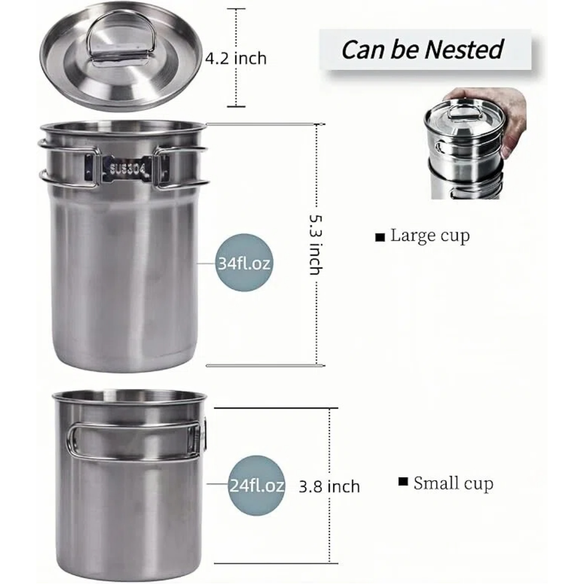 أكواب قابلة للطي للتخييم، أوان - مراجعة Camping Cooking Pot With Lid وسعره