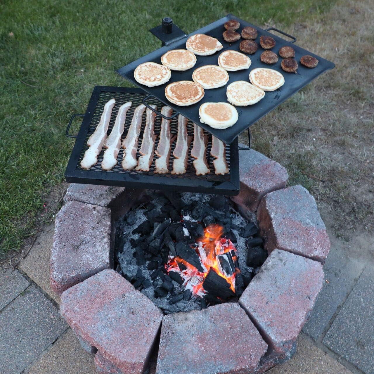 شواية محمولة متينة للطهي على ا - مراجعة Camping Cooking Open Fire وسعره