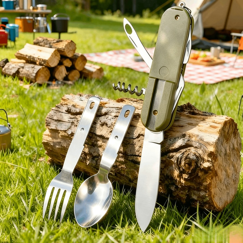 طقم أدوات مائدة للتخييم من الف - مراجعة Camping Cooking Knife Set وسعره