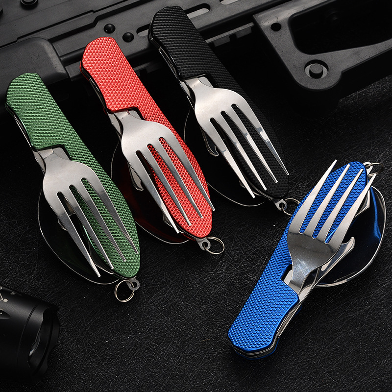 4 in1 طوي التخييم أواني مجموعة - مراجعة Camping Cooking Knife Set وسعره