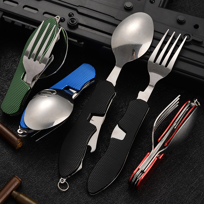 4 in1 طوي التخييم أواني مجموعة - مراجعة Camping Cooking Knife Set وسعره