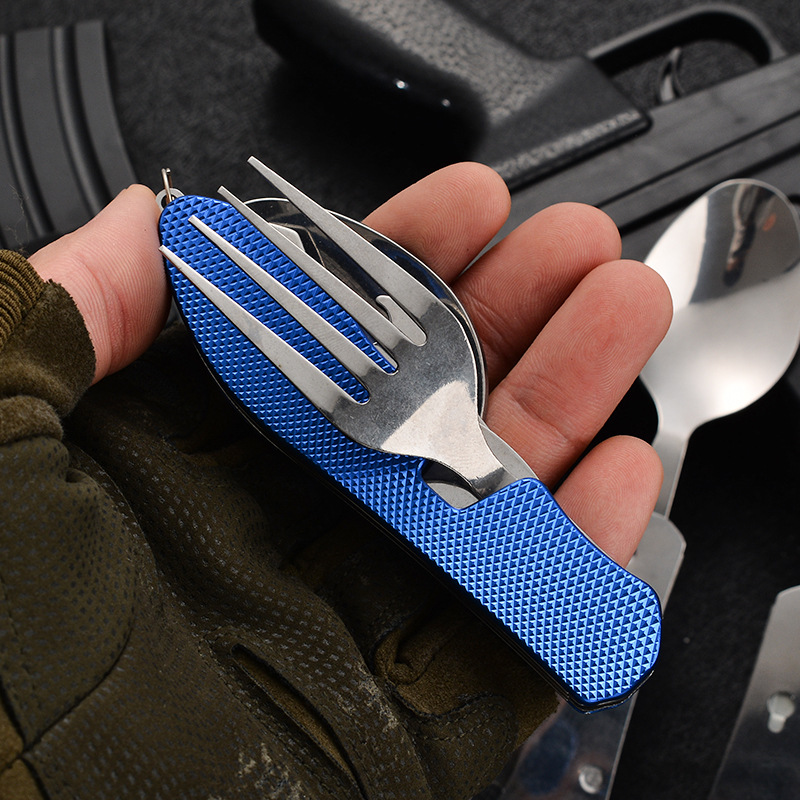 4 in1 طوي التخييم أواني مجموعة - مراجعة Camping Cooking Knife Set وسعره