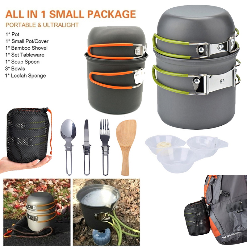 جديد التخييم وعاء المحمولة في  - مراجعة Camping Cooking Knife Set وسعره