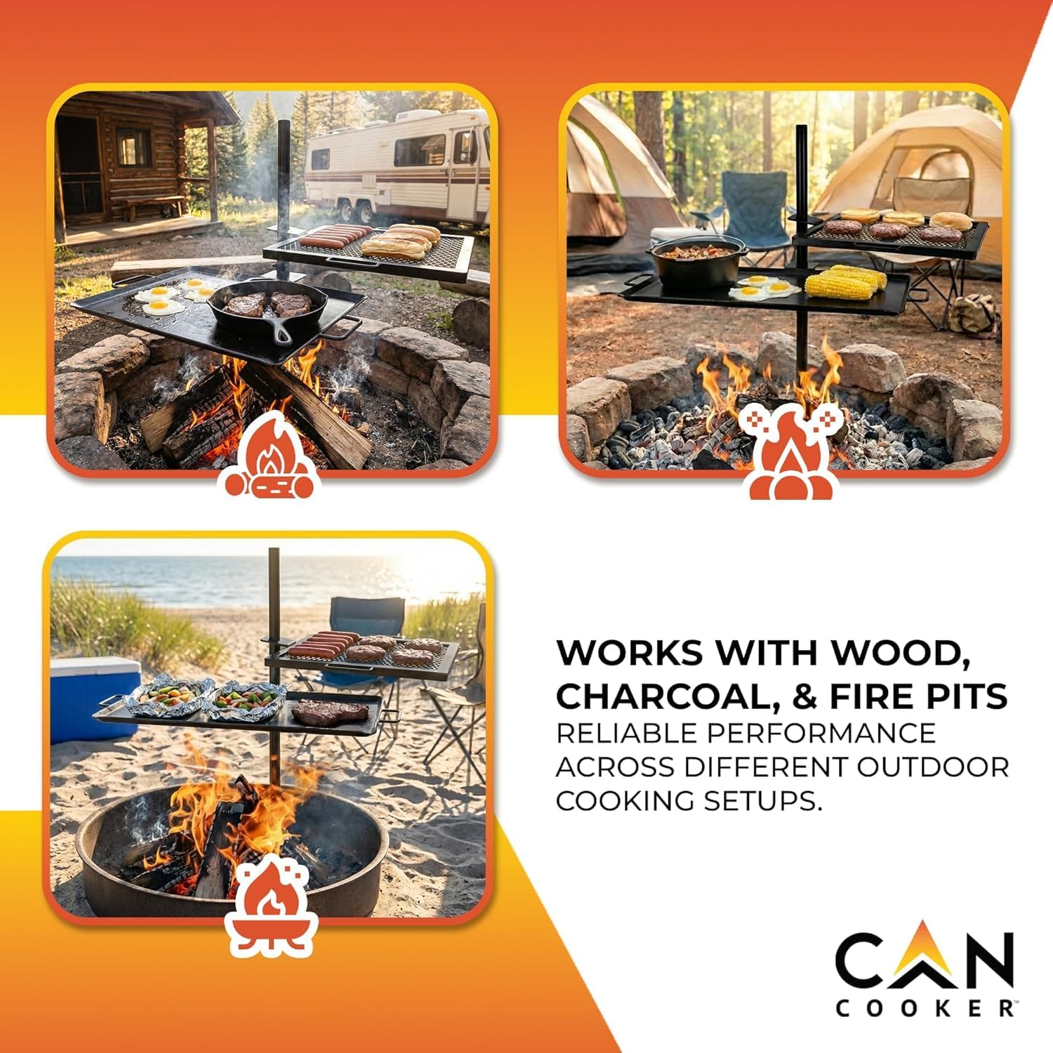 شواية محمولة متينة للطبخ على ا - مراجعة Camping Cooking Open Fire وسعره
