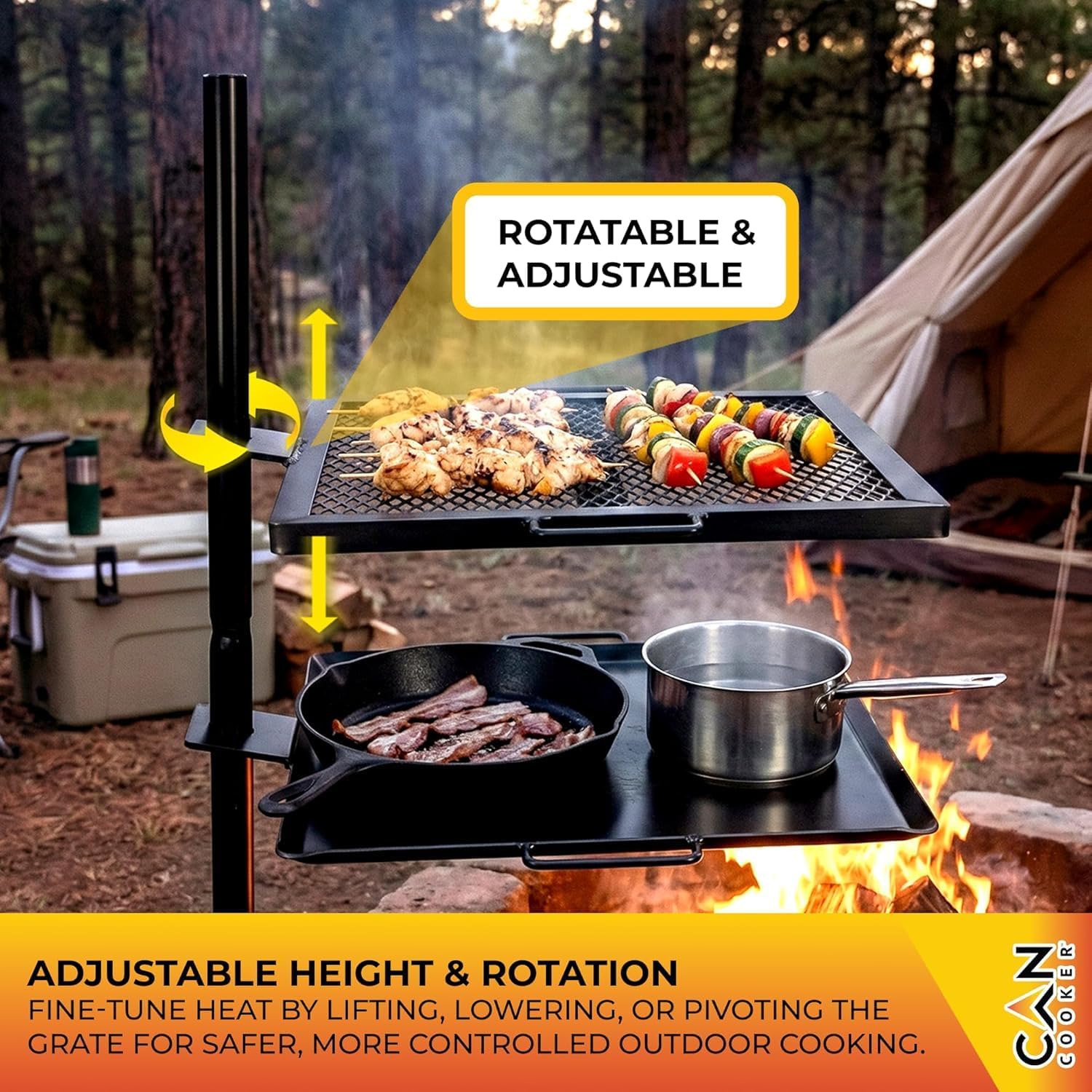 شواية محمولة متينة للطبخ على ا - مراجعة Camping Cooking Open Fire وسعره