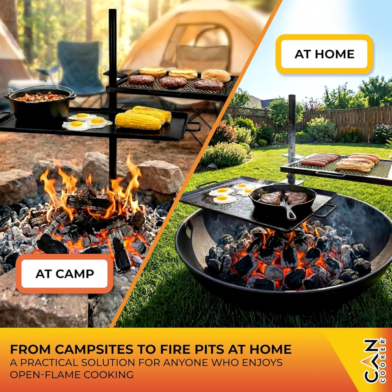 شواية محمولة متينة للطبخ على ا - مراجعة Camping Cooking Open Fire وسعره