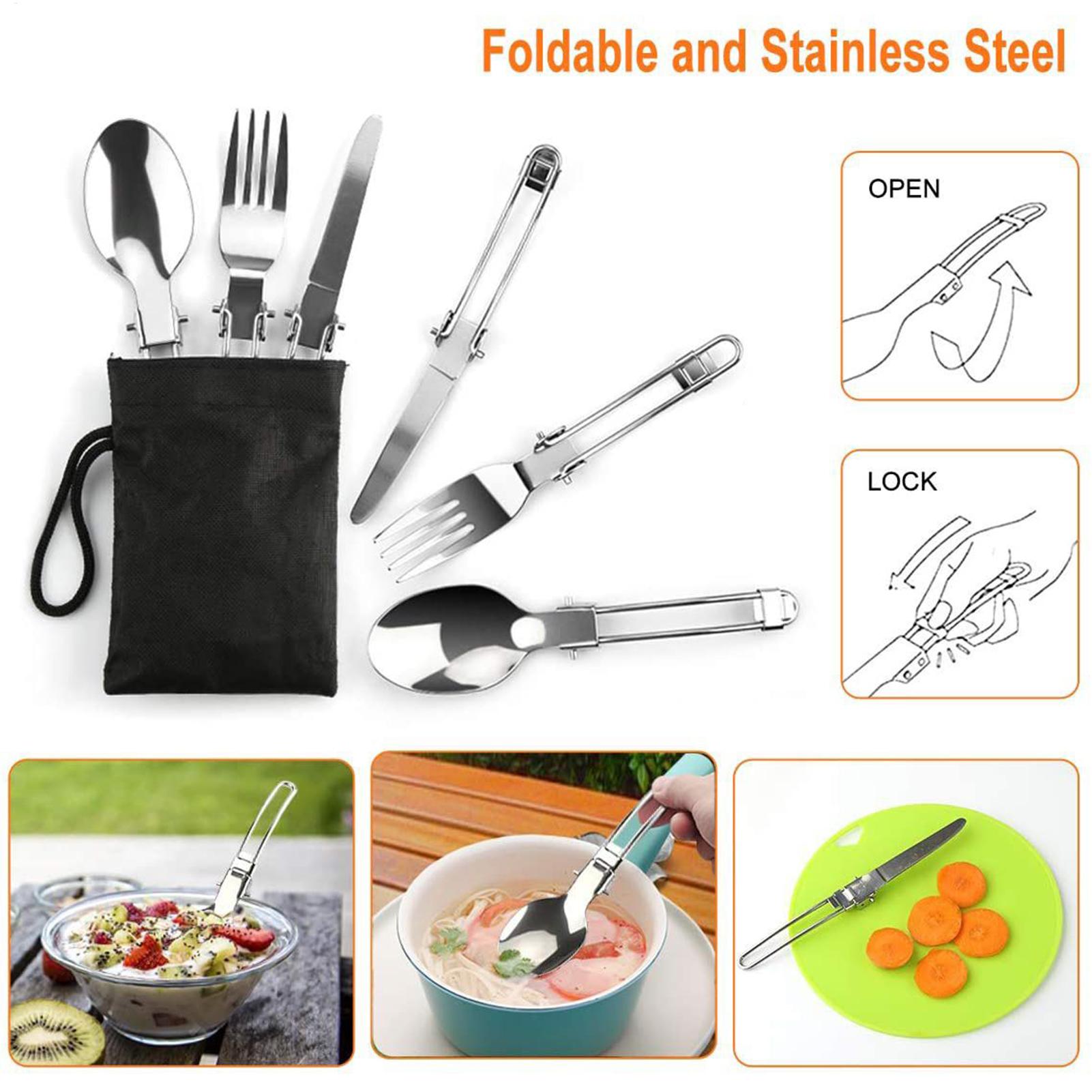 الظهر مجموعة الطبخ المقالي الت - مراجعة Camping Cooking Knife Set وسعره